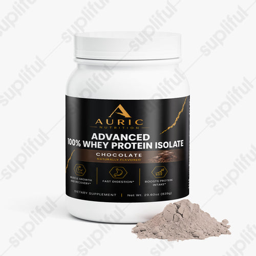 Auric Whey Isolate nutrition facts panel — 22g protein per serving